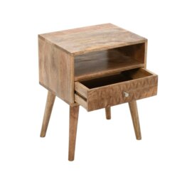 Rackhams Zenon Light Mango Wood Bedside Table with 1 Drawer & Open Slot - Wood - 1 - 45x35x58 CM (LxDxH) - thumbnail 5
