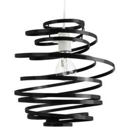 Rackhams Contemporary Black Gloss Metal Double Ribbon Spiral Swirl Ceiling Light Pendant - thumbnail 1