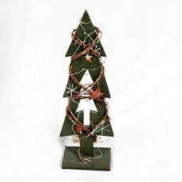 Rackhams 30cm Green Tree Wooden LED Tree Tabletop Centrepiece Christmas Holiday Home decoration with 20 Warm white LEDs Green Tree - 30CM - Wood - Green - thumbnail 4