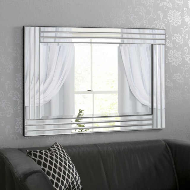 Rackhams Large Art Deco Triple Glass Framed Wall Mirror 120cm x 80cm - image 1