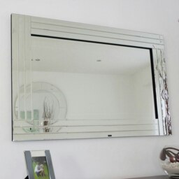 Rackhams Large Art Deco Triple Glass Framed Wall Mirror 120cm x 80cm - thumbnail 6