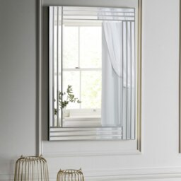 Rackhams Large Art Deco Triple Glass Framed Wall Mirror 120cm x 80cm - thumbnail 2