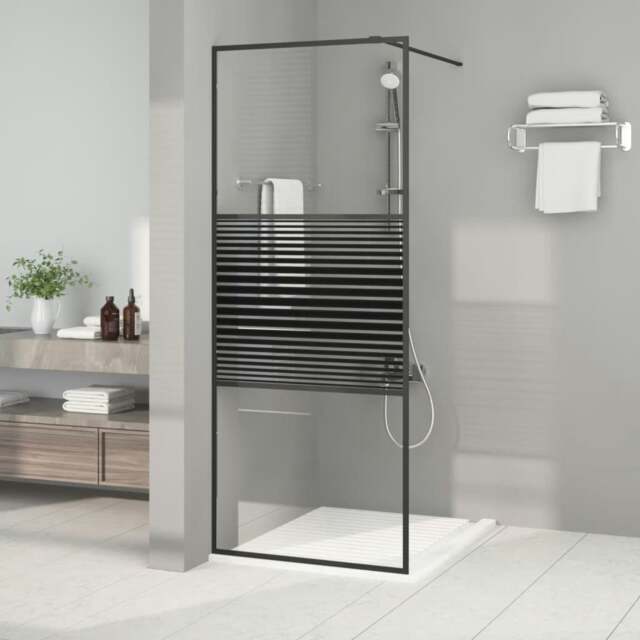 Rackhams Walk-in Shower Wall Black 80x195 cm Clear ESG Glass - image 1