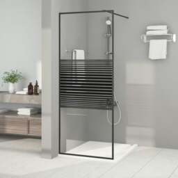 Rackhams Walk-in Shower Wall Black 80x195 cm Clear ESG Glass - thumbnail 1