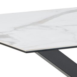 Rackhams Heaven Dining Table with Ceramic White Top 135cm Included 4 Alonso Swivel Cream Dining Chair with Armrest - Black - No - White - thumbnail 4