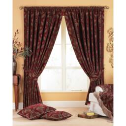 Rackhams Shiraz Pencil Pleat Curtains - Burgundy - 66x72 (168x183cm) - Burgundy - 100% Polyester