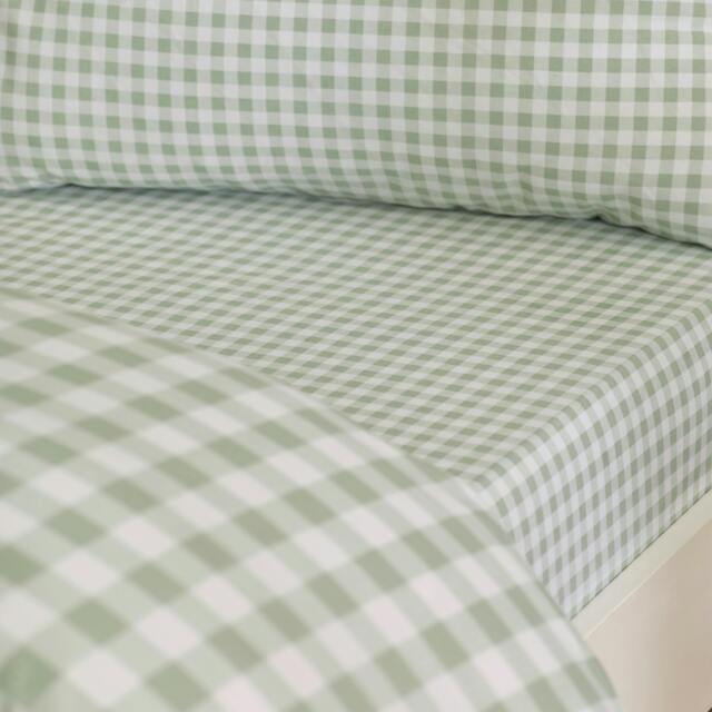 Rackhams Bamford Gingham Check Fitted Sheet Green - Double - Green - image 1