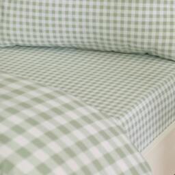 Rackhams Bamford Gingham Check Fitted Sheet Green - Double - Green - thumbnail 1