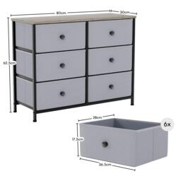 Rackhams Chorley 6 Drawer Fabric Drawer Chest, Beige & Grey Wood - Beige - thumbnail 3