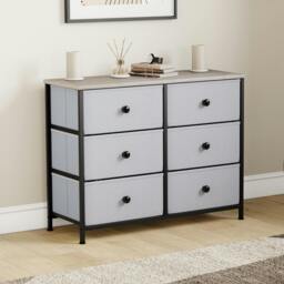 Rackhams Chorley 6 Drawer Fabric Drawer Chest, Beige & Grey Wood - Beige - thumbnail 2