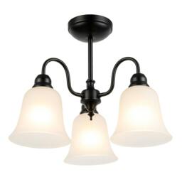 Rackhams Classic and Ornate Matte Black Ceiling Light Fitting with Glass Shades - thumbnail 2