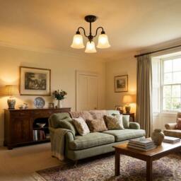 Rackhams Classic and Ornate Matte Black Ceiling Light Fitting with Glass Shades - thumbnail 6