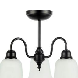 Rackhams Classic and Ornate Matte Black Ceiling Light Fitting with Glass Shades - thumbnail 3