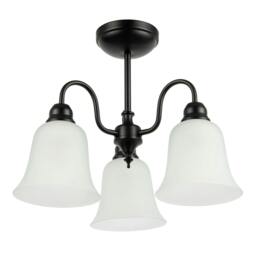 Rackhams Classic and Ornate Matte Black Ceiling Light Fitting with Glass Shades - thumbnail 1