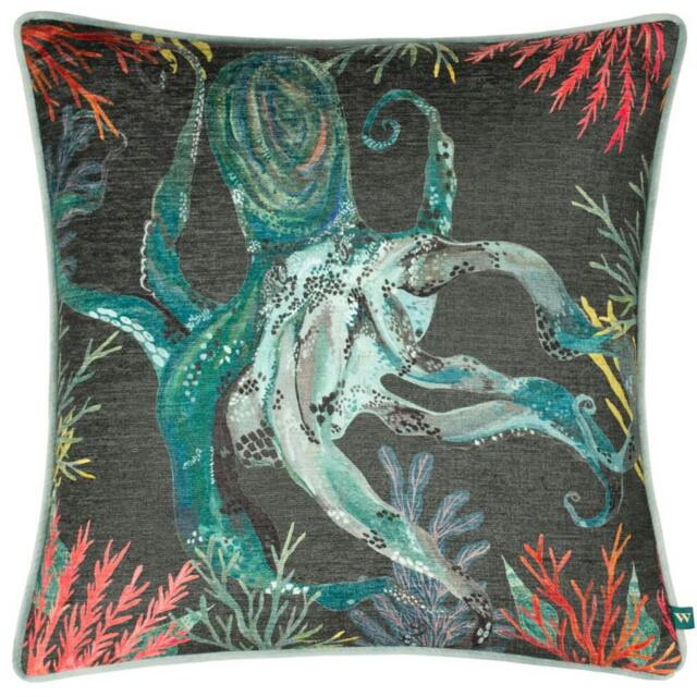 Rackhams Abyss Chenille Octopus Cushion Cover - Lichen - 43cm x 43cm - Lichen - 100% Polyester - image 1