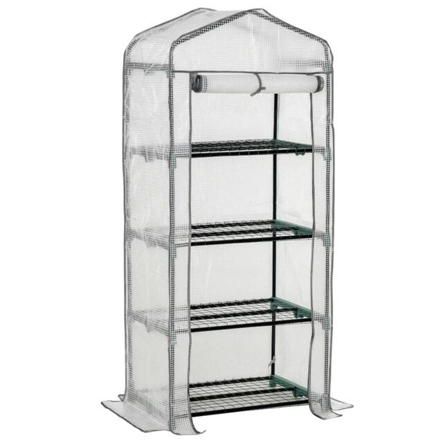 Rackhams 4 Tiers Mini Portable Greenhouse Compact Plant Grow Shed Metal Frame PE Cover 160H x 70L x 50Wcm - image 1