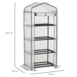 Rackhams 4 Tiers Mini Portable Greenhouse Compact Plant Grow Shed Metal Frame PE Cover 160H x 70L x 50Wcm - thumbnail 3