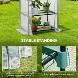 Rackhams 4 Tiers Mini Portable Greenhouse Compact Plant Grow Shed Metal Frame PE Cover 160H x 70L x 50Wcm - thumbnail 4