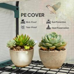 Rackhams 4 Tiers Mini Portable Greenhouse Compact Plant Grow Shed Metal Frame PE Cover 160H x 70L x 50Wcm - thumbnail 5