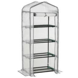 Rackhams 4 Tiers Mini Portable Greenhouse Compact Plant Grow Shed Metal Frame PE Cover 160H x 70L x 50Wcm - thumbnail 1