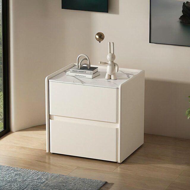 Rackhams Mursi Bedside Table, Solid Wood, Cream - 40cm - image 1