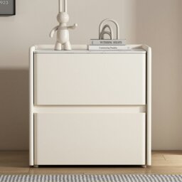 Rackhams Mursi Bedside Table, Solid Wood, Cream - 40cm - thumbnail 2