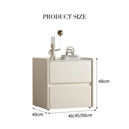 Rackhams Mursi Bedside Table, Solid Wood, Cream - 40cm - thumbnail 6