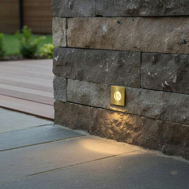 Rackhams 1 Watt Square Brass Decking Ground Light - image 1