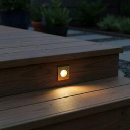 Rackhams 1 Watt Square Brass Decking Ground Light - thumbnail 3