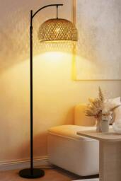 Rackhams Classic Handwoven Rattan Floor Lamp - Natural - One Size - thumbnail 3