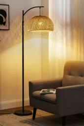 Rackhams Classic Handwoven Rattan Floor Lamp - Natural - One Size - thumbnail 2