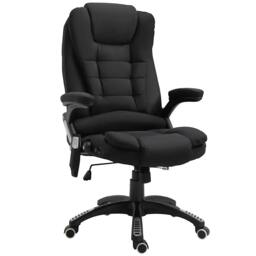 Rackhams Massage Recliner Chair Heated Office Chair with Six Massage Points Linen-Feel Fabric 360° Swivel Wheels Black - thumbnail 1