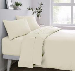 Rackhams Deluxe Fitted Fitted Bedsheet or Pillowcase - Ivory - Double (135cm x 190cm) + 25cm Deep - thumbnail 1