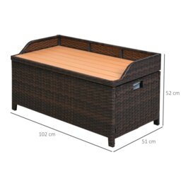 Rackhams Rattan Outdoor Storage Bench with Aluminium Frame - 102 x 51 x 52cm - Mixed Brown - thumbnail 6
