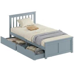 Rackhams Storage Bed with 2 Drawers, Headboard, Wood Slat Support, Grey - thumbnail 2