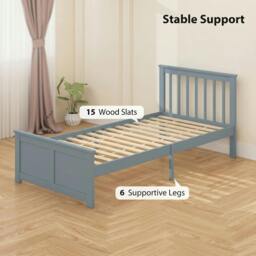 Rackhams Storage Bed with 2 Drawers, Headboard, Wood Slat Support, Grey - thumbnail 5