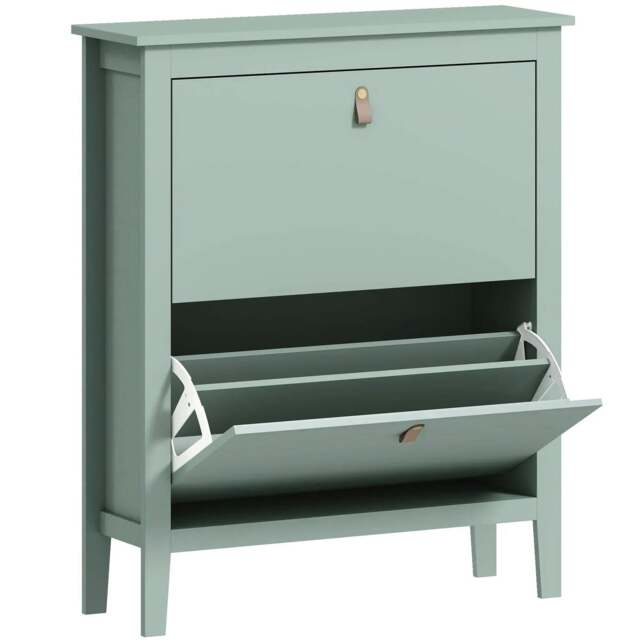 Rackhams Modern Two-Drawer Shoe Cabinet - Green