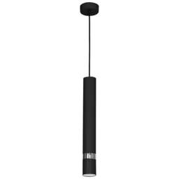 Rackhams Joker Contemporary Pendant Lamp 1XGU10 Hand Made Cylindrical Style Light Finished in Matt Black With Chrome Detail - thumbnail 4