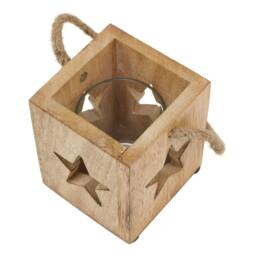 Rackhams Wooden Star Tealight Holder - Brown - Brown - 16cm x 19cm x 19cm - 100% Mixed - thumbnail 5