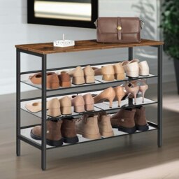 Rackhams 4-Tier Shoe Rack with 3 Adjustable Mesh Shelves - thumbnail 4