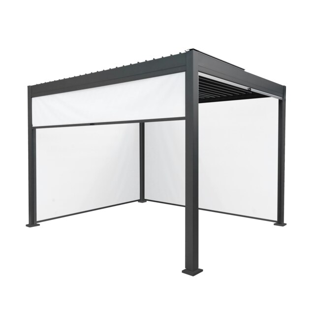 Rackhams Anthracite Aluminium Pergola With White Blinds - 3m x 3m - image 1