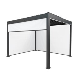 Rackhams Anthracite Aluminium Pergola With White Blinds - 3m x 3m - thumbnail 1