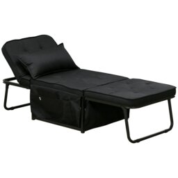 Rackhams Folding Sleeper Chair Bed with Pillow and Side Pockets - Charcoal grey - Polyester - 1 Seater - thumbnail 6