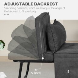 Rackhams Folding Sleeper Chair Bed with Pillow and Side Pockets - Charcoal grey - Polyester - 1 Seater - thumbnail 5