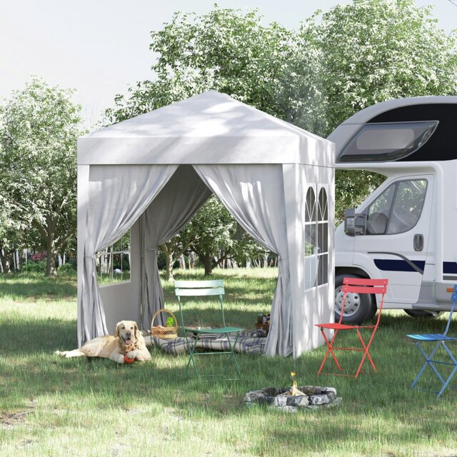 Rackhams 2mx2m Pop Up Gazebo Party Tent Canopy Marquee with Storage Bag Blue - White - image 1