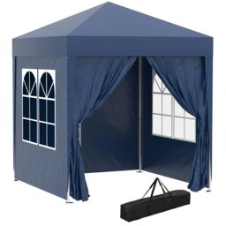 Rackhams 2mx2m Pop Up Gazebo Party Tent Canopy Marquee with Storage Bag Blue - White - Steel, Oxford Fabric - 2m x 2m x 2.4m - thumbnail 3