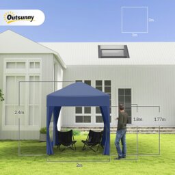 Rackhams 2mx2m Pop Up Gazebo Party Tent Canopy Marquee with Storage Bag Blue - White - Steel, Oxford Fabric - 2m x 2m x 2.4m - thumbnail 4