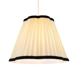 Rackhams Ivory White Victorian Pleated Faux Silk Lamp Shade with Black Trims - thumbnail 2