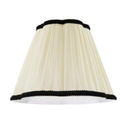 Rackhams Ivory White Victorian Pleated Faux Silk Lamp Shade with Black Trims