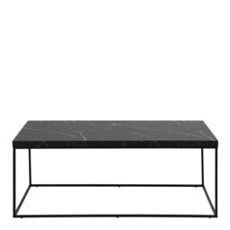 Rackhams Barossa Coffee Table with Black Marble Effect Top & Black Steel Base 110x55x45cm - 1 - Black - Black - thumbnail 3